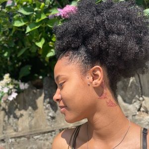 Synthetic kinky curly HANDMADE crochet 16” afro drawstring ponytail